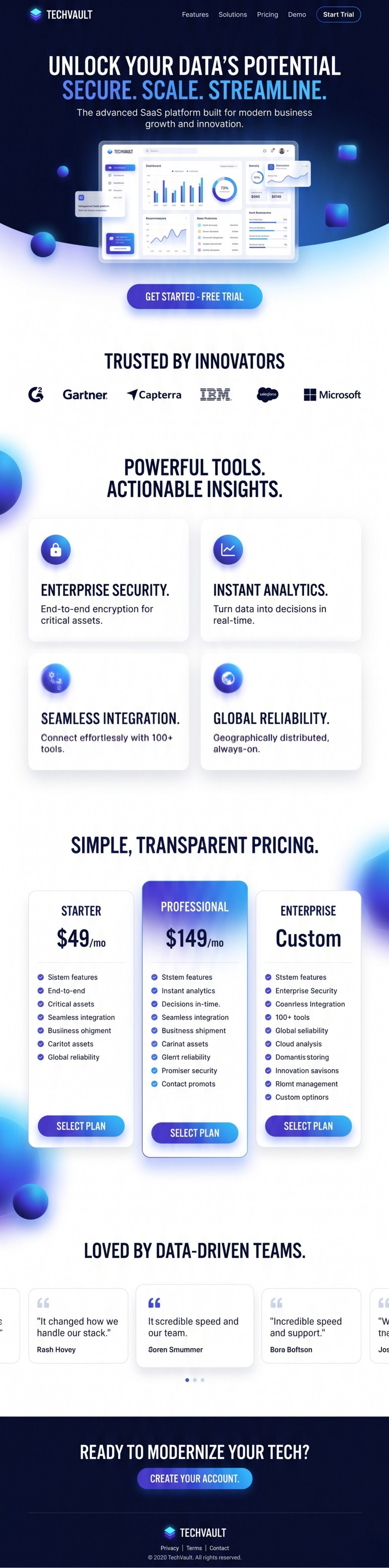 TechVault SaaS website design